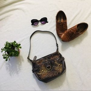 vintage boho paisley print vegan leather purse